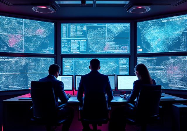 Modern logistics dispatch center with multiple screens